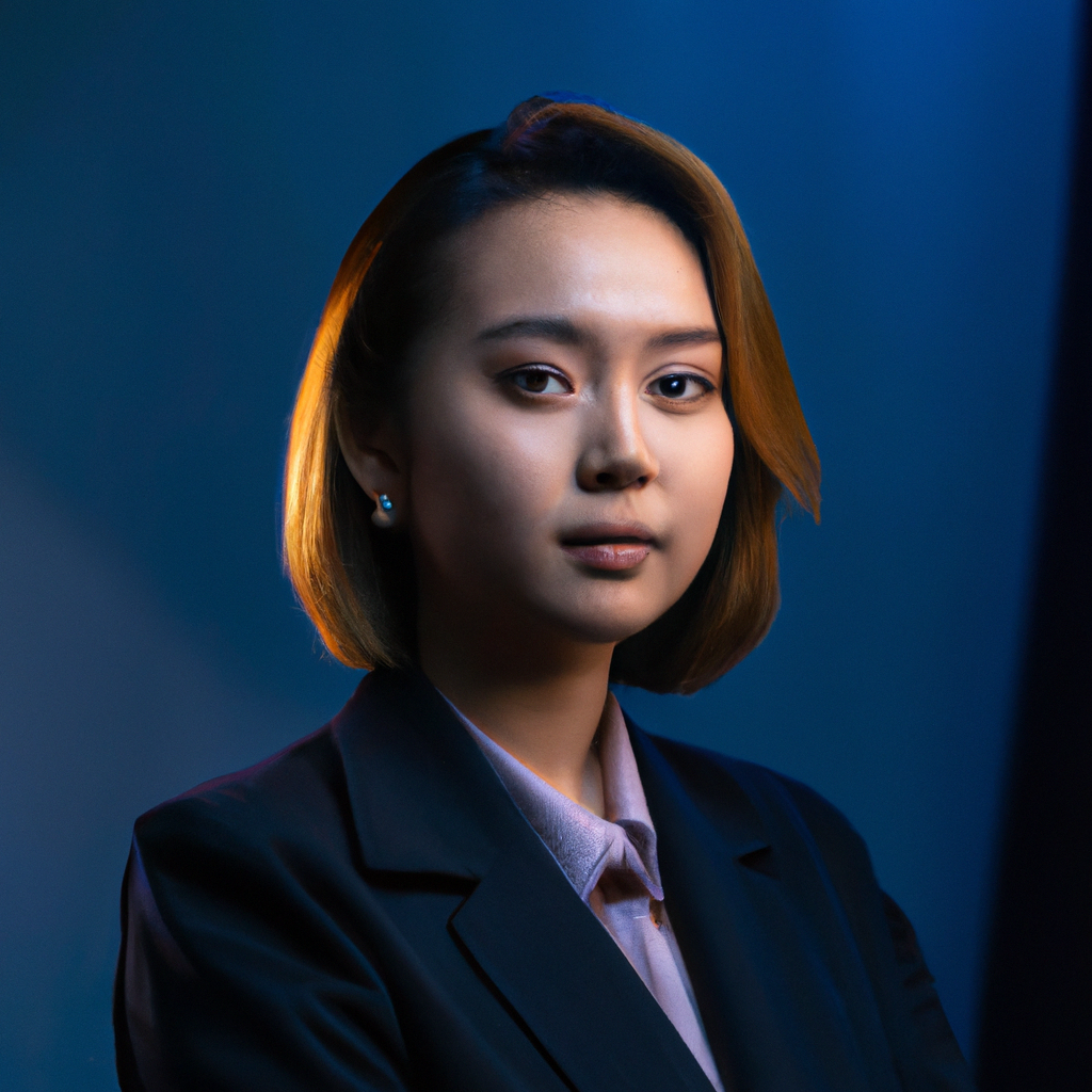 Портрет генерального директора, уверенная женщина в минималистичном чёрном костюме, кинематографический свет